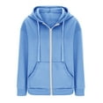 thumbnail image 4 of Baberdicy Zip up Hoodie Women Womens Casual Solid Long Sleeve Zipper Hooded Coat Pocket Sweatshirt Tops Essentials Hoodie Sky Blue, 4 of 5