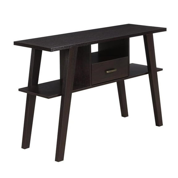 Pemberly Row Contemporary Espresso Wood Console Table with Drawer