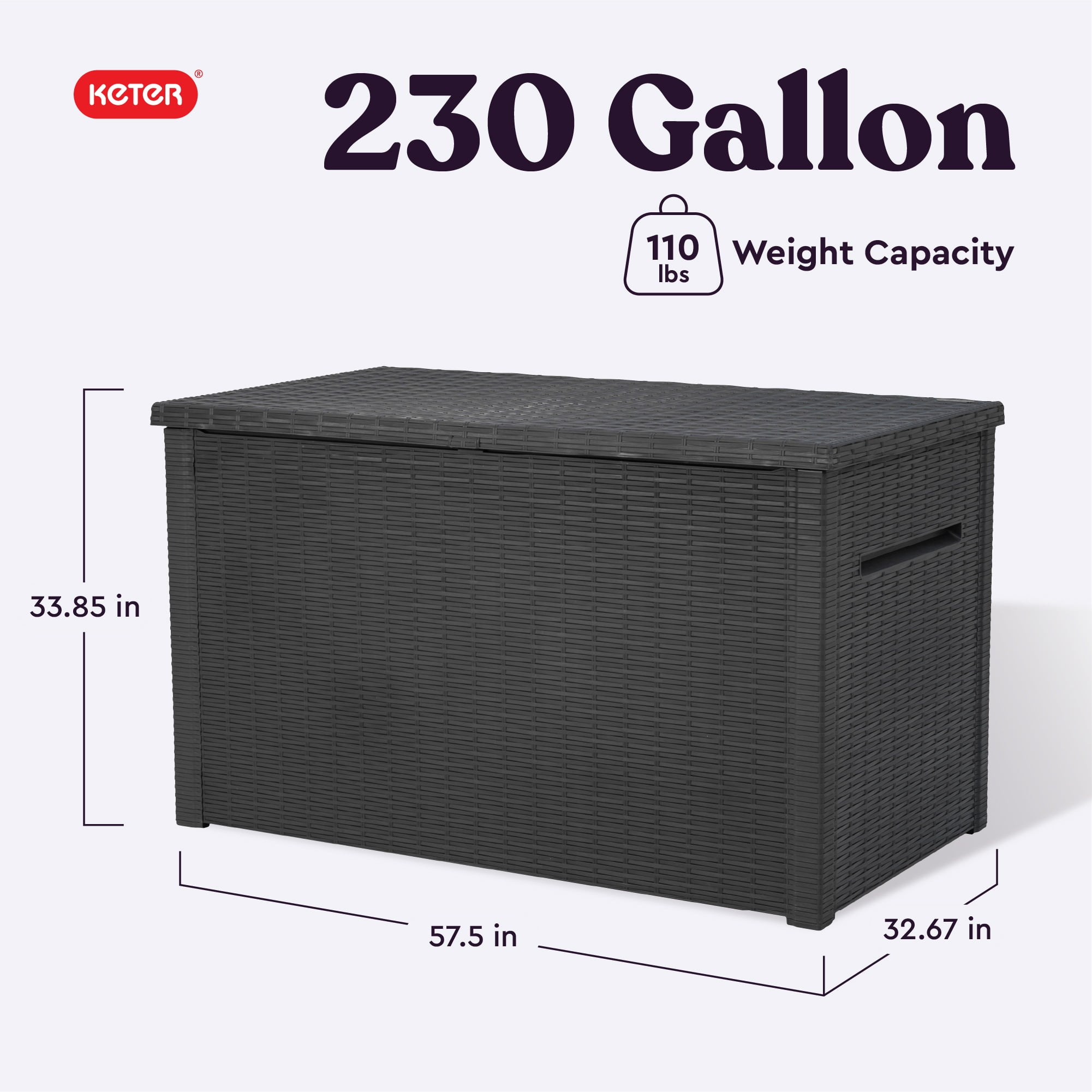 Keter Java 230 Gallon XL Durable Resin Outdoor Deck Box Storage Organization, Grey
