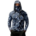 thumbnail image 2 of Men Hooded Long Sleeve Sun Protection Jacket Camouflage Print Lightweight Pullover Outdoor Casual Top with Zipper Pocket, 2 of 7