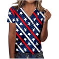 thumbnail image 4 of Top de Verano de las Mujeres Árbol Impresión V-Cuello Casual Manga Corta, Tops Cortos para las Mujeres, 4 of 5
