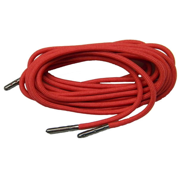 black shoelaces with red tips