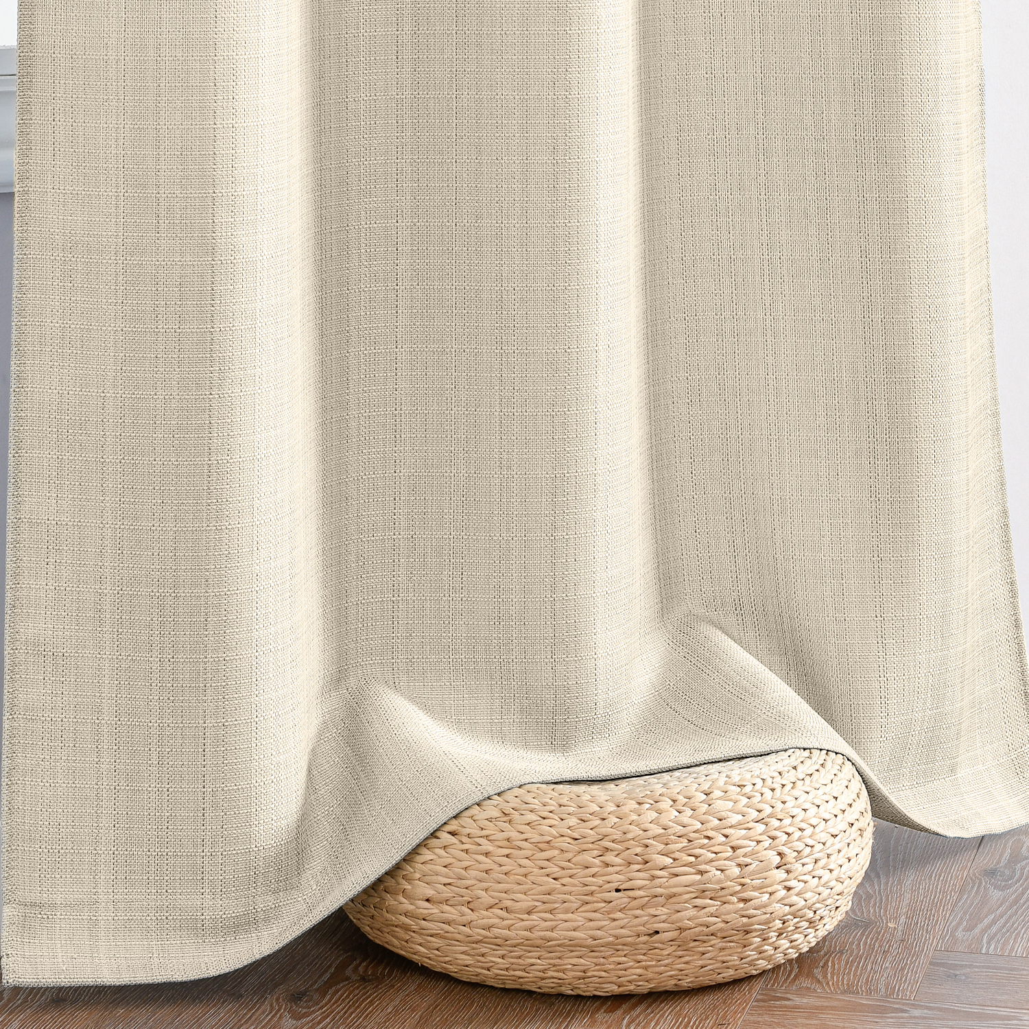 Curtainking Heathered Beige Curtains for Living Room 63 Inches Linen Textured Curtains Light Filtering Back Tab Curtains Casual Weave Back Tab Drapes 2 Panels - image 4 of 8