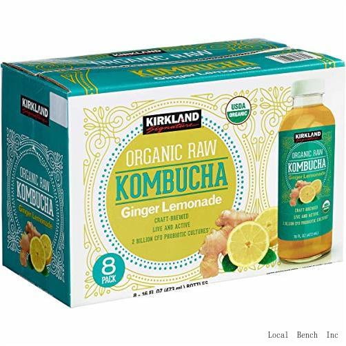 grocery signature organic kombucha, ginger lemonade, 16 oz (8count), green
