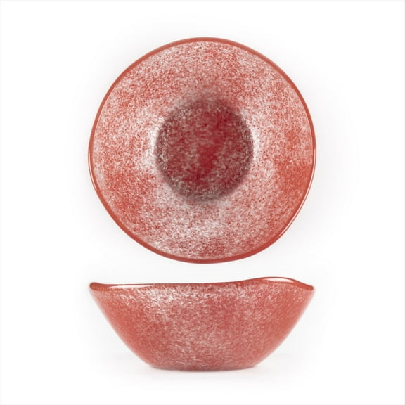 Turgla Fusion Glass dia.7.5" h:2.75" 20 oz. Round Red Glass Bowl