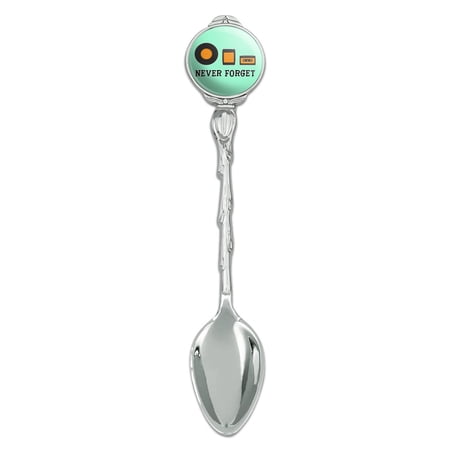 Never Forget Music Record 8 Track Cassette Vinyl Novelty Collectible Demitasse Tea Coffee Spoon