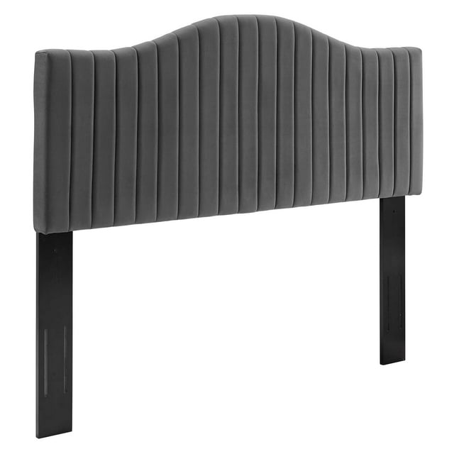 Brielle Channel Tufted Performance Velvet Full/Queen Headboard Charcoal