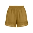 thumbnail image 4 of Womens Casual Shorts Wide Leg Bermuda Shorts Elastic High Waist Lace Trim Summer Beach Shorts with Pocktes, S, 4 of 7