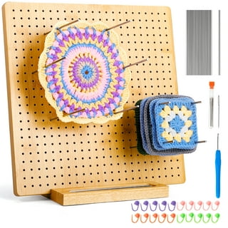 Ihvewuo Wooden Crochet Blocking Board Handcrafted Knitting Blocking Mat Set for Knitting Needlework, Brown