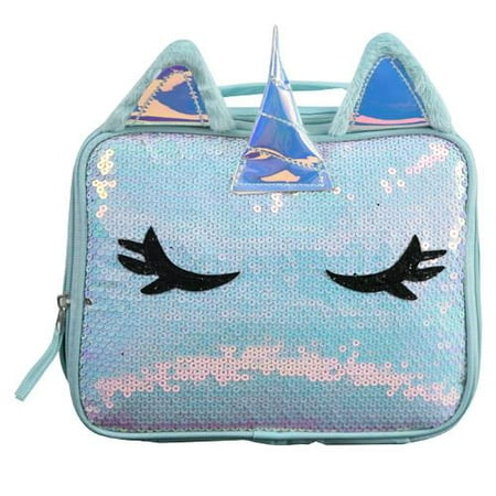 Unicorn Blue Flat Sequin Rectangle Lunch Bag (Best Lunch For Flat Stomach)