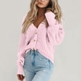 thumbnail image 3 of Women Long Sleeve V Neck Button Down Sweater Jackets Outerwear Casual Loose Fit Solid Color Short Crop Knitwear Cardigan, 3 of 9