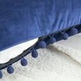 thumbnail image 3 of Phantoscope Throw Pillow with Insert，Silky Velvet Series Pom Pom Decorative pillow, 22" x 22", Navy Blue, 2 Pack, 3 of 8