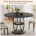thumbnail image 5 of Pikvki 47" Round Dining Table with Seorage Shelf, 3 Tier Circle Kitchen Table for Dining Room, Black, 5 of 9