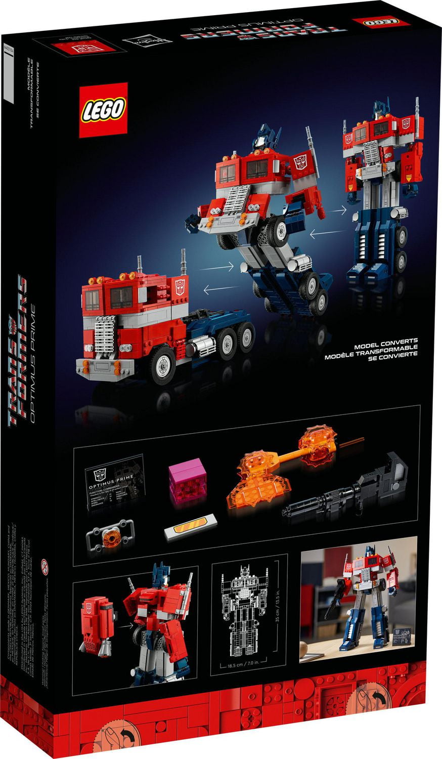 LEGO Icons Optimus Prime 10302 Transformers Figure, Collectible 2-in-1 Robot and Truck Model Building Kit for Adults, Great Gift Idea