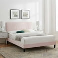 thumbnail image 2 of Platform Bed Frame, King Size, Velvet, Pink, Modern Contemporary Urban Design, Bedroom Master Guest Suite, 2 of 10