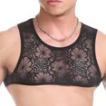 thumbnail image 2 of Lingerie for Women,Bras for Women,Beef Men's Lace Floral Muscle Tank Top Round Neck Mesh Undershirt Semi Transparent Vest Singlet Gym Sports Half Top, 2 of 9