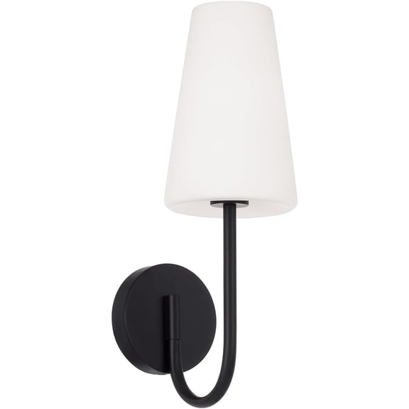 Capital Lighting 655211MB-550 Averitt Soft White Glass Wall Sconce, 1-Light 60 Watt, 17" H x 6" W, Matte Black