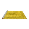 thumbnail image 2 of Ahgly Company Machine Washable Indoor Round Abstract Yellow Modern Area Rugs, 5' Round, 2 of 4