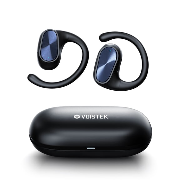 Voistek OBT-020 Wireless Open-Ear Earbuds for Running, Gym, Hiking, Commute | 8H Playtime, Auto Pairing, Bluetooth 5.3, IP57 Sweatproof, Secure Ear Hook - Black