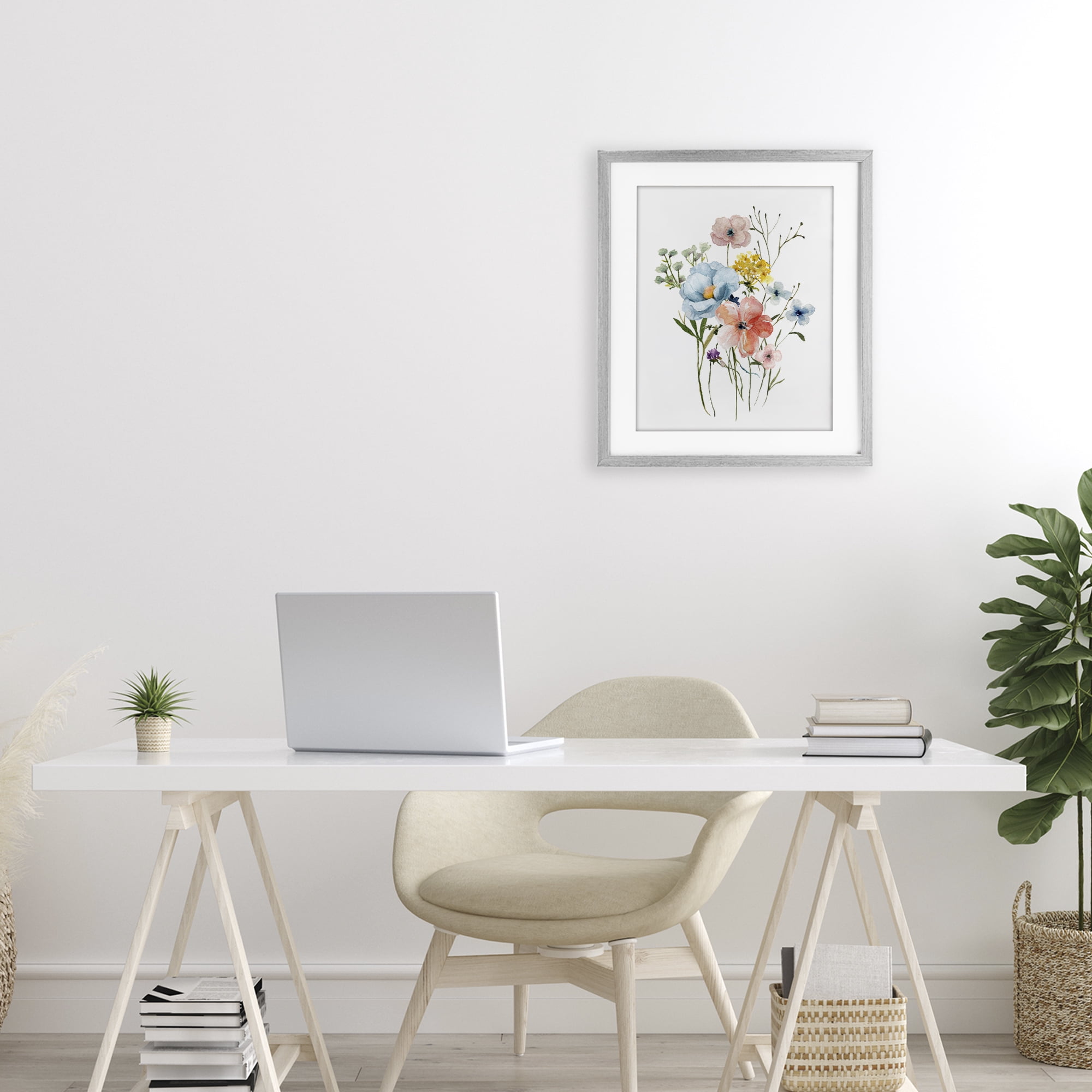 Stupell Industries Spring Meadow Wild Flowers Gray Framed Print Under Glass, design by Livi Finn