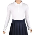 thumbnail image 2 of French Toast Big Girls' Plus L/S Fitted Knit Polo With Picot Collar - white, 10.5 (Big Girls Plus), 2 of 2