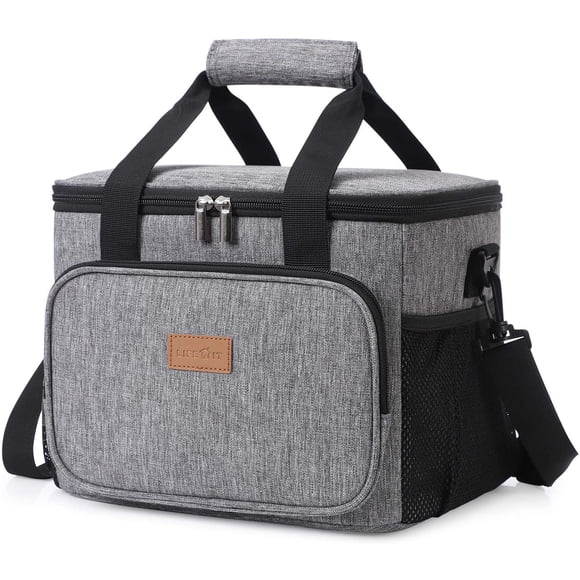 SAYTAY Large Lunch Bag 24-Can (15L) Insulated Lunch Box Soft Cooler Cooling Tote for Adult Men Women, Grey ST-001