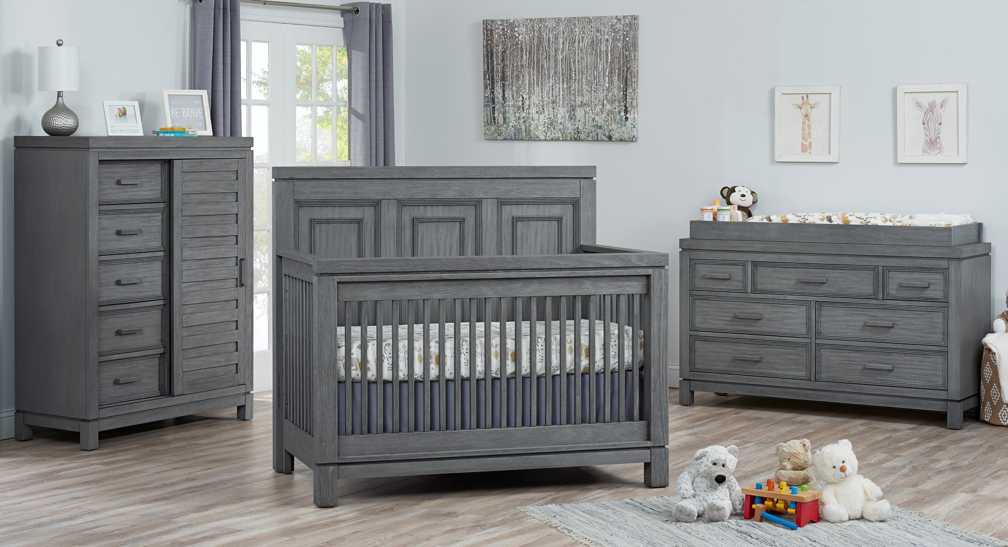 Soho Baby Manchester 4-in-1 Convertible Crib, Rustic Gray, GreenGuard Gold Certified