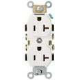 thumbnail image 2 of Leviton CR020-W 20-Amp, 125 Volt, Slim Body Duplex Receptacle, Straight Blade, Commercial Grade, Self Grounding, White, 2 of 5