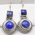 thumbnail image 2 of SilverStarJewel 925 Silver Lapis Lazuli Earrings 1.2" Modern Handmade Jewelery, 2 of 3