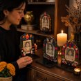 thumbnail image 5 of Wood Day of the Dead Photo Frame Display Stand Tabletop Picture Holder with Base Freestanding Decorative Altar Style, 5 of 5