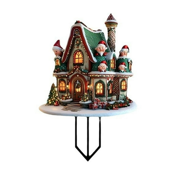 geerera Acrylic Christmas House Stake, Garden Decor for Potted Plants, for Indoor Outdoor Use, Courtyard Display, Holiday Arrangement