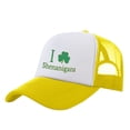 thumbnail image 2 of St. Patrick's Day Baseball Cap, I Love Shenanigans Shamrock Print Trucker Hat, Adjustable Snapback Cap for Parade, Pub Crawl, Irish Festival, Funny Novelty Hat for Men and Women-Yellow, 2 of 7