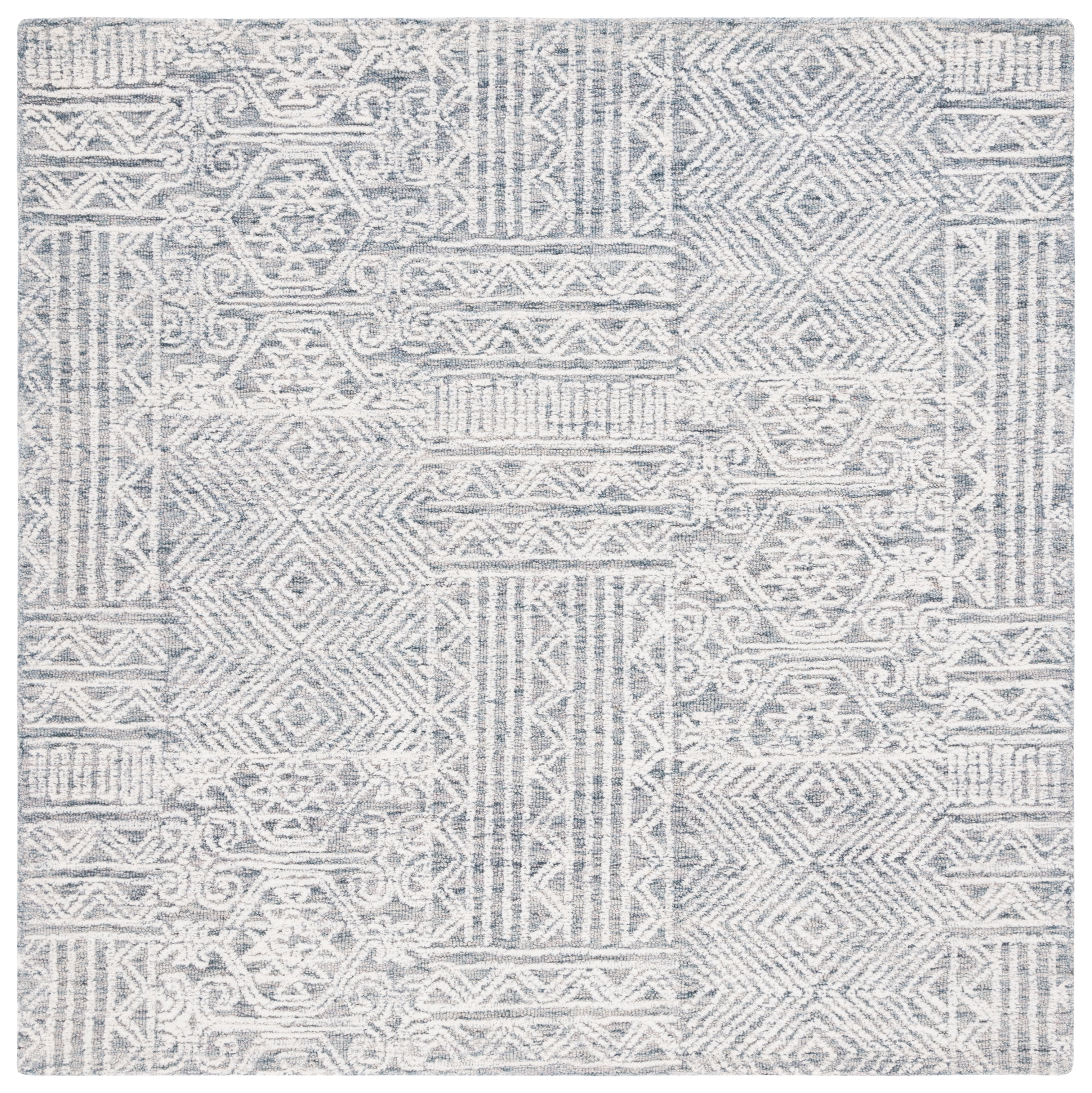 SAFAVIEH Abstract Cainneach Striped Wool Area Rug, Gray/Ivory, 6' x 6' Square