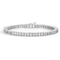 Siddheshwarjewels 7CT Emerald Cut Lab-Created Diamond Women's Tennis Bracelet, 14K White Gold Plated