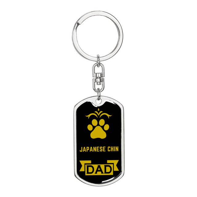 Japanese Chin Keychain Stainless Steel or 18k Gold