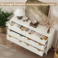 thumbnail image 3 of Diamond-Fluted 6 Drawer Dresser with Power Outlets, Living Room, Entryway, White, 3 of 5