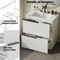 thumbnail image 4 of 30" Bathroom Vanity with Ceramic Sink and 2 Full-Extension Drawers, Fluted Design Freestanding Bathroom Vanity with Soft Close Drawer Slides, White, 4 of 8