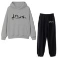 thumbnail image 1 of Gibobby Conjunto de Pantalones para Mujer Traje pantalón térmico con top con capucha y estampado Lady Love Beat(Gris,M), 1 of 3