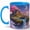 Blue, variant on Floating Cottage Island 11oz Ceramic Mug, Dreamy Fantasy Coffee Cup