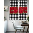 thumbnail image 4 of Valentine's Day Sheer Curtains 72 Inch Length 2 Panels Set Window Treatments, Red Roses Floral Leaves Buffalo Plaid Rod Pocket Semi Curtains for Living Room/Bedroom/Kitchen Décor, 104"W x 72"L, 4 of 7