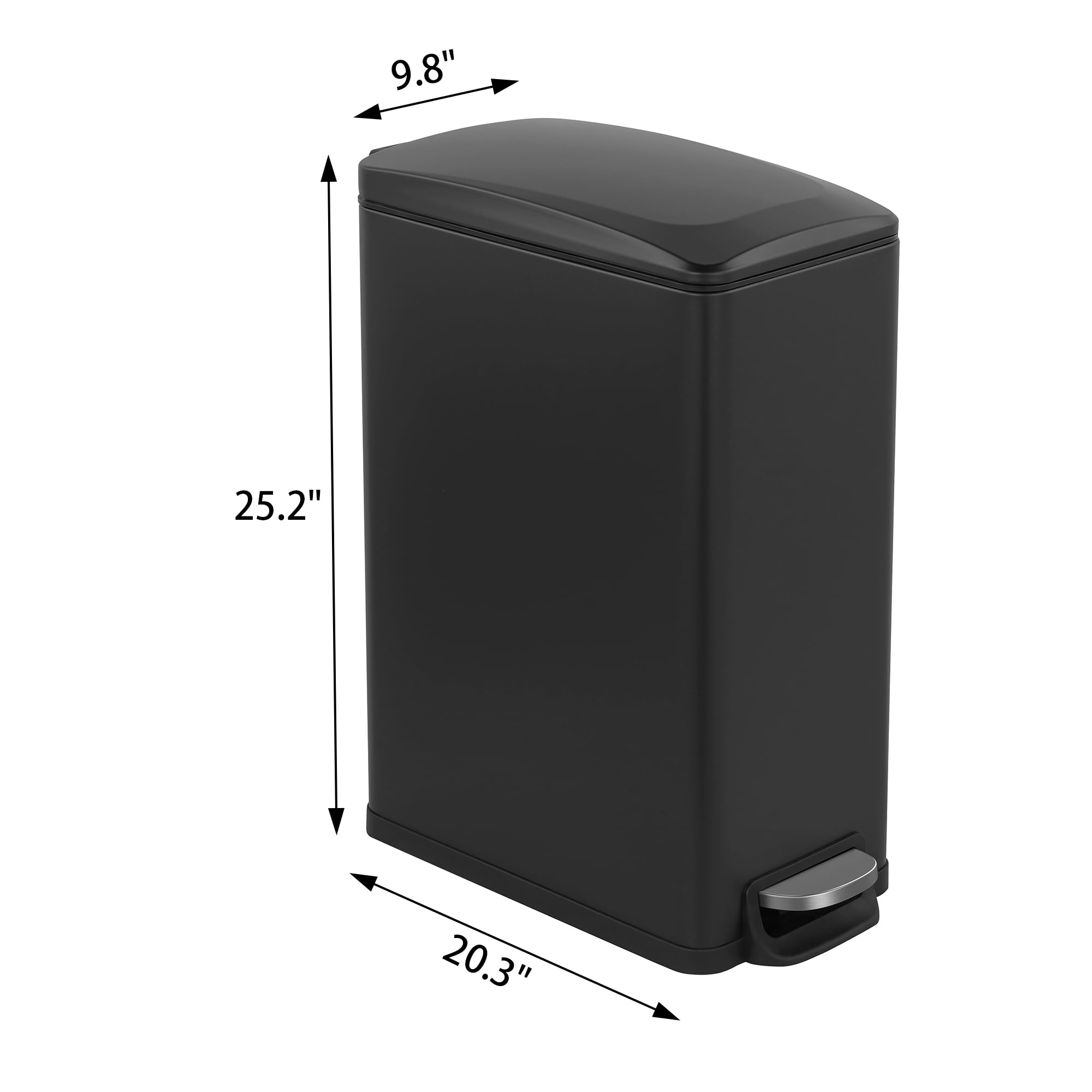 Innovaze 11.9 Gal./ 45 Liter  Slim Stainless-Steel-Made Step-on kitchen Trash Can (Matt Black)