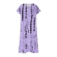 thumbnail image 4 of Women's Retro Floral Print V Neck Short Sleeve Midi Dress Loose Fit Flowy Beach Dress Comfy Summer Dress for Vacation and Casual Wear, Size S-2XL, 4 of 5