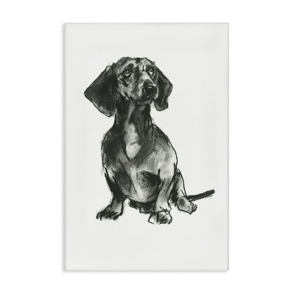 Stupell Industries Dachshund Sitting Drawing Animals & Insects Drawing Gallery Wrapped Canvas Art Print Wall Art, 16 x 24