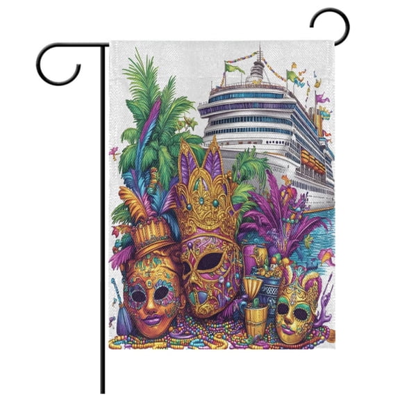 Ryvnso Mardi Gras Ship Garden Flag 12x18 Inch Double Sided Seasonal Yard Decoration