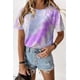 thumbnail image 2 of Camiseta de mujer Cuello redondo Manga corta Tie-dye Printed Casual Top, Morado, M kenally AP000470-07, 2 of 7
