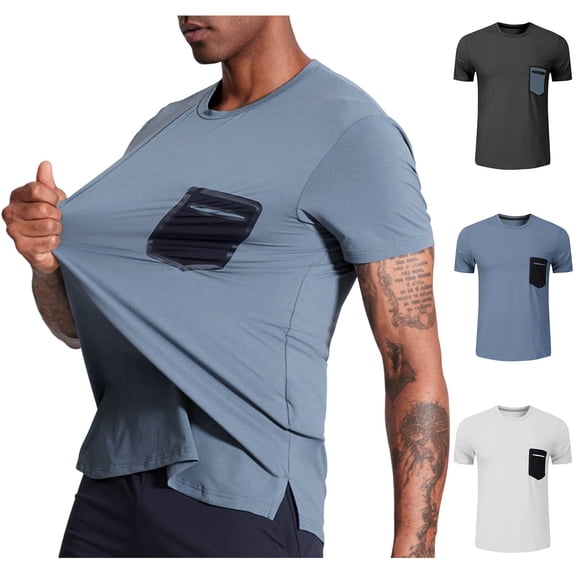 NuoCaiYun Big and Tall Shirts for Men Quick Dry Short Sleeve Shirt Athletic Running Gym Tshirt Summer Crewneck Moisture Wicking Mucles T Shirt