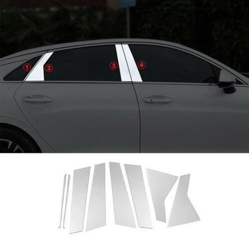Chrome Pillar Posts Trim for Kia K5 2021-2023 8Pc Set Door Trim Mirror Cover Kit