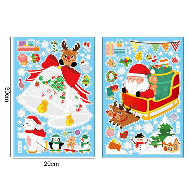 D-groee 2pcs Christmas Window Clings Snowman Window Decals Christmas Window Stickers for Kids Christmas Snowflake Holiday Decorations for Window Xmas