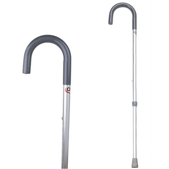 Carex Round Handle Walking Cane, Adjustable, for Adults and Seniors, 250 lb Capacity, Silver