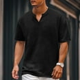thumbnail image 2 of Tisuna Men'S Loose Fit Summer T-Shirt Solid Color Short Sleeve V Neck Tops Comfortable Breathable Male School Work Casual Dailywear Black Size L, 2 of 4